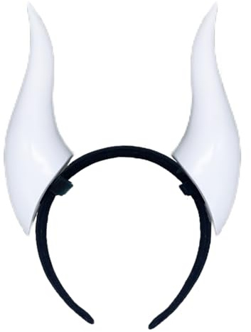 Blooshow Demen Stirnband mit 3D Teufel Hörner 3d Leichte Teufel Hörner Stirnband (D Weiß)