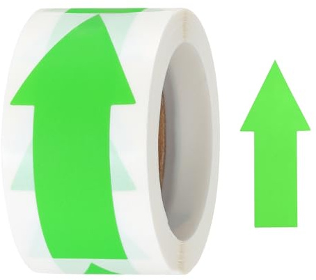 QUARKZMAN Pfeil Aufkleber Etikett 150 Stück, 7cm Kleber Farbe Kodierzeichen Aufkleber für Gasrichtung Inspektion, Produkte Inspektions und Wegweiser, Fluoreszierendes Grün