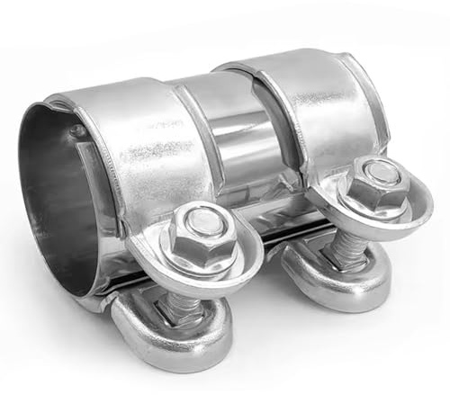 RANJIMA Auspuffschelle 60mm, Auspuffschelle Edelstahl Rohrverbinder Ø60 mm x 95 mm, Auspuff Schellen Klemmen mit Doppelschelle Abgasanlage Universal Auspuffrohrklemme für Auto Motorrad Auspuffrohr