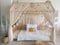 Baby Fancyroom Hausbett Himmel Betthimmel für Kinderbett Kinderzimmer Baldachin Bettvorhang Betthimmel für Mädchen Prinzessin Zimmer (Beige, 300cm, ohne Schmetterlinge)