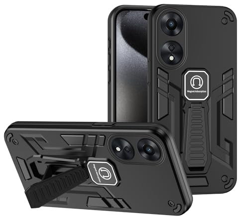 Coque arrière pour smartphone Coque compatible avec OPPO A78 5G avec béquille intégrée, qualité militaire, anti-chute, coque de protection intégrale en caoutchouc TPU et coque rigide en polycarbonate