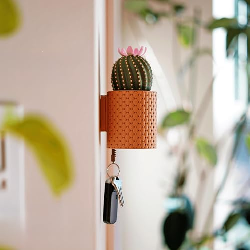 Green Cactus Wall-Mounted Key Holder | Unique 3D Printed Key Organizer | Functional CactiKeys Storage for Keys