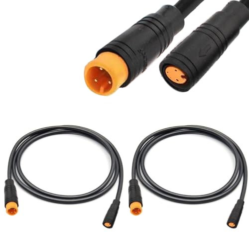 VISSQH 2 PCS Ebike 3 Pin Waterproof Extension Cable Connector e-bikes male and female Plug Wire,3 pin cable connector,for electric bike light,Throttle,Ebrake-50 cm