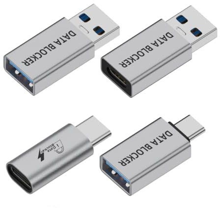 CY Adapter 4pcs/set USB 3.1 Data Blocker Type-A Male Female to USB-C Male Female Elimination Data Protect Against Juice-Jacking Refuse Hacking Adapter Only for Power Charge
