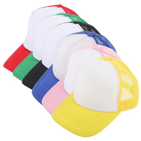 DEARMAMY 6 Stück Teiliges Unisex Baseball Caps aus Atmungsaktivem Polyester mesh Verstellbar Blanko Basecaps für Heat Transfer für DIY Bemalung und Outdoor Aktivitäten