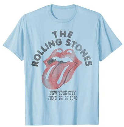 Offizielles The Rolling Stones NYC 75 Tour Vintage Blau T-Shirt