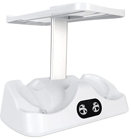 KIMISS Controller Charging Dock for VR2 - Dual Charger with VR Headset Stand & LED Indicator | Magnetic Clasp & Type C Cable | White