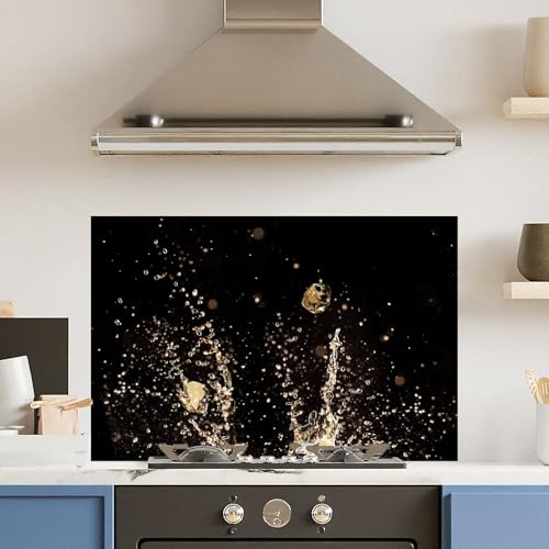 Premium 90 x 60cm Champagne Splash 6mm Glass Toughened Kitchen Splashback