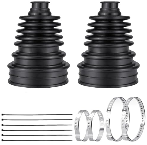 2 Stück Universal Faltenbalg aus Gummi, Dehnbare Achsmanschette, Achsmanschetten Faltenbalg, Achsmanschetten, Universal Antriebswellen Manschette, mit Schellen & Kabelbindern, für 19-24mm Wellen
