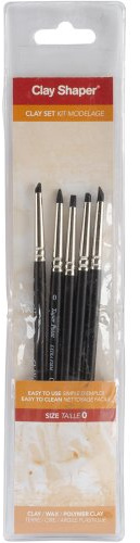 Colorfin Colour Shaper Black Tip Clay Shaper Set, Wallet of 5,Size 0, Art, Craft, Modelling Supplies