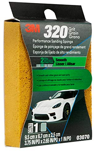 3M Performance Schleifschwamm, 03070, 2,5 x 6,5 cm, Körnung 320, Verpackung kann variieren