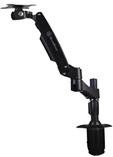 SilverStone SST-ARM11BC - Verstellbarer LCD/LED Aluminium-Monitorarm, Monitor 360° drehbar, Schwenkarm 180° verschiebbar sowie 90° hoch/runter und 90° nach links/rechts kippbar - Maximale Montagelochabstände VESA MIS-D 75x75/100x100, schwarz