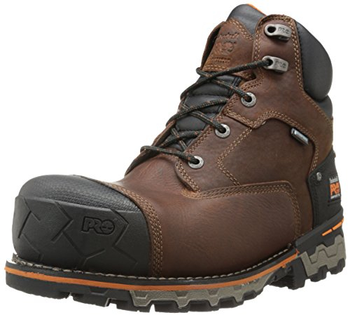 Stivale da lavoro industriale imbottito con imbottitura integrata da 6 pollici Boondock Comp Toe, pelle martellata marrone, 8 W US