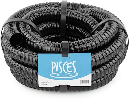 Pisces 25mm (1 inch) Corrugated Flexible Black Pond Hose Tubing Pipe - Tubes for Pumps, Filters and UVs - 1 Metre Length