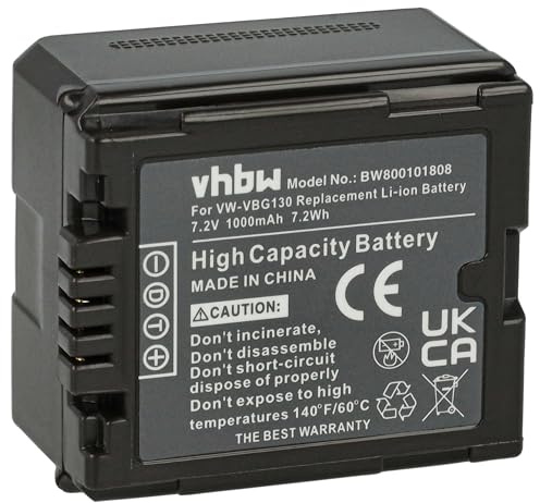 vhbw Akku kompatibel mit Panasonic HDC-SD100 | HDC-SD20, HDC-SD200 Videokamera Camcorder (1000 mAh, 7,2 V, Li-Ion) + Infochip
