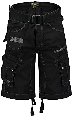 Geographical Norway Herren Shorts Pratique Perle Kurze Hose Männer mit Gürtel Bestickt Cargoshorts