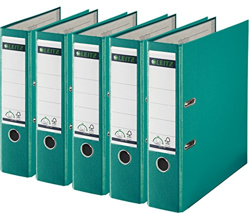Leitz 1010-50 Qualitäts-Ordner Plastik-Cover (A4 breit| 5er Pack, türkis)