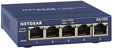 NETGEAR GS105, 5 Port Gigabit Ethernet Network Switch, Ethernet Splitter, Hub, Desktop, and ProSAFE Lifetime Protection