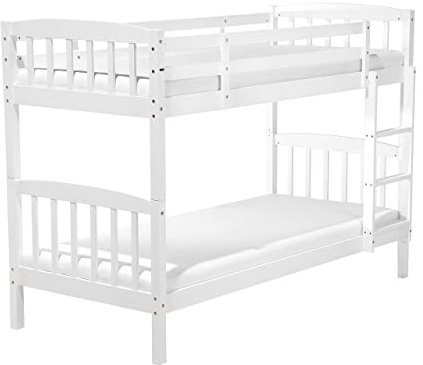 Bunk Bed 3' EU Single Children Kids Bedroom High Sleeper White Pine Wood Revin
