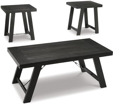 Signature Design by Ashley Farmhouse 3-Piece Table Set, Black Wash
