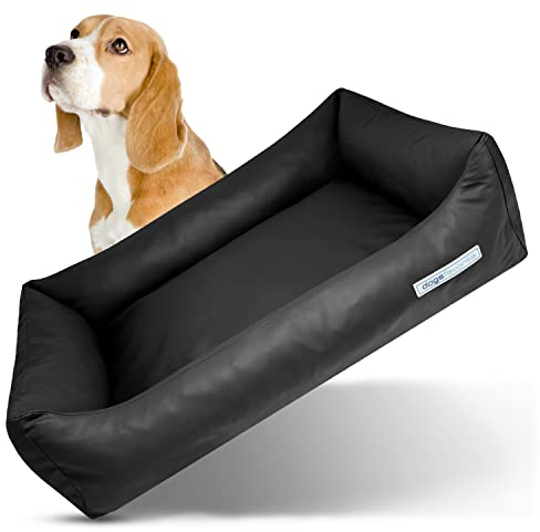 dogsfavorite Hunde-Bett - waschbares Hundekörbchen - hochwertiges Hundesofa - gelenkschonendes Hundekissen - robuste Hundematte - Hundekorb - schwarz - Gr. L 115 x 85 cm