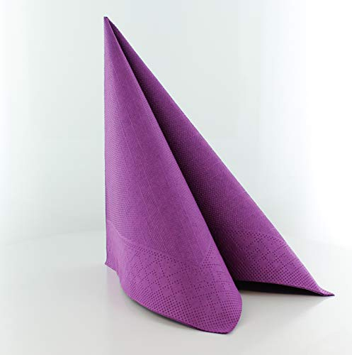 Sovie HORECA Serviette aus Tissue Deluxe®, 4-lagig UNI | 40 x 40 cm | saugstarke und hochwertige Einweg-Serviette | 50 Stück (Aubergine)
