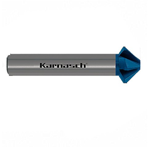Hauptversand24 Kegelsenker Senker 90°, VHM Blue-Tec beschichtet zylindrischer Schaft, Karnasch Norm Typ H 4-Schneiden, d=10,4mm