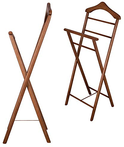 Staboos 2er Set Stummer Diener aus Massiv Holz - klappbarer Herrendiener und Butler - fertig montierter Damendiener Kleiderständer in 3 Farben (Nussbaum)
