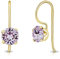 Orecchini Viola Donna Argento 925 Placcati Oro con Cristallo 6 mm - Punto Luce Oro Giallo - Orecchini Pendenti Donna Argento 925 Placcati Oro - Orecchini Dorati