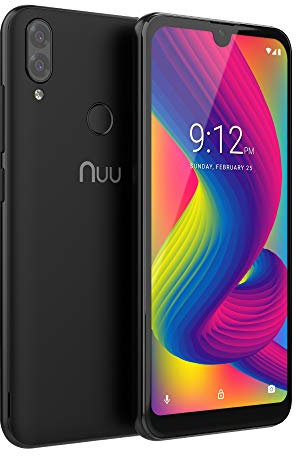 NUU MOBILE X6mini Android 10 Smartphone (4G LTE 32GB + 3GB RAM) | 5.8″ HD+ Display | 8MP Dual Camera | 3.5mm Headset Jack | Face ID & Fingerprint ID, BLACK