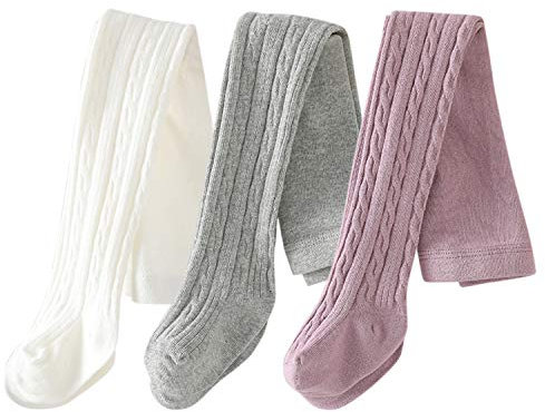 XPXGMT Confezione da 3 collant in cotone ricco per bambine da 0 a 6 anni, Multicolore, 4-6 anni