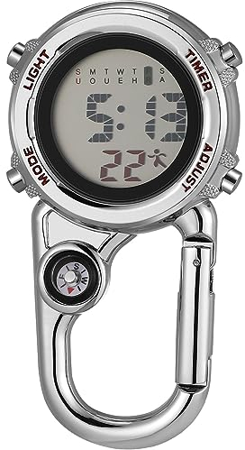 1stück Carabiner-uhr Mit Kompass Multifunktionale Taschenuhr Für Outdoor-aktivitäten Zum Klettern Wandern Und Camping Praktischer Clip Für Rucksack Und Kleidung