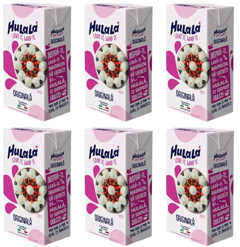 6x Hulalà Panna da montare zuccherata gesüßtes Süßwarenprodukt Sahne zu montierendes 500ml laktosefrei und frei von gehärtetem Fett Italienisches Produkt basierend auf pflanzlichen Fetten