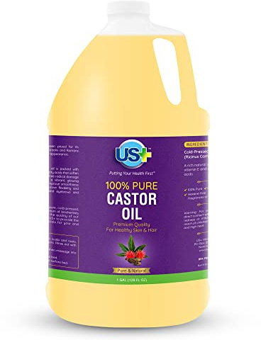 US+ Castor Oil Cold Pressed, 100% Pure, USP Grade - 1 Gallon