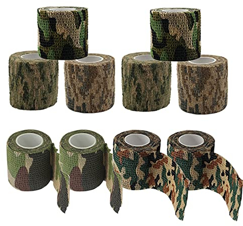 Vasemele Camo Tape 10 Rollen Camo Tape Stoff Camouflage Klebeband Selbstklebende Tarnung Band Camouflage Bandagen Camo Wrap Klebeband Outdoor Tarnband Camo Tapes Wrap Camouflage Selbstklebender