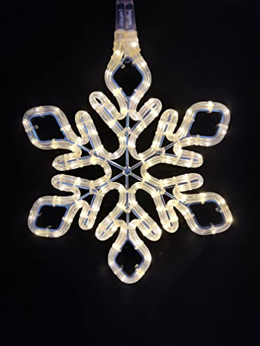 LEDZEIT - Profi Serie - LED Schneeflocke, Weihnachtsbeleuchtung außen figuren, Warmweiß, 40 * 35cm, IP65, 230V, mit Netzkabel, Rostfrei Alu-Rahmen, Erweiterbar, Fenster, Dach, Balkon, Garten, Deko