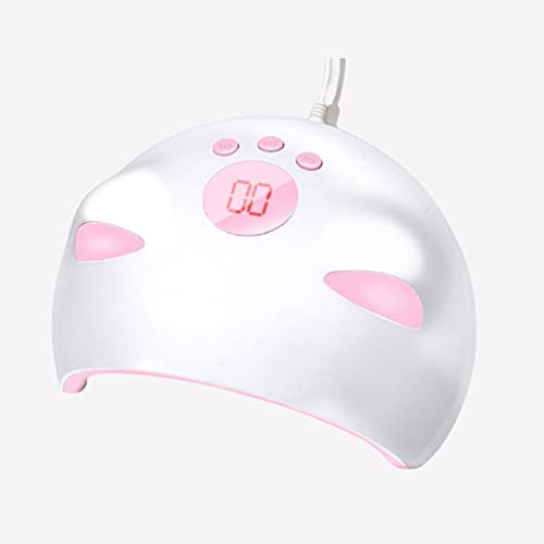 UV LED Nail Lamp 60W Cat-shaped Smart Nail Dryer Small Portable LCD Display Nail Light with USB Interface for Home and Salon (Color : White)