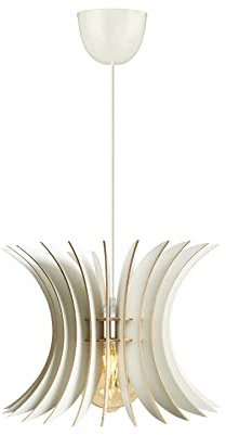 Elegant Sphere Chandelier, White MDF, 60 cm Height | Adjustable Cable, E27 Socket Max 40W | Scandinavian Design for Modern Home Decor