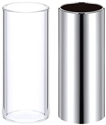 KOMUNJ Slide Gitarre Set, 2 Stücke Glas Slide und Edelstahl Slide Set Instrument Zubehör für Gitarre Bass, für Anfänger und Profis