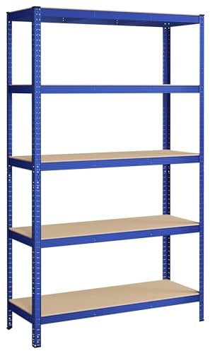 SONGMICS Schwerlastregal, Kellerregal, Lagerregal, 60 x 120 x 200 cm, Regal mit Stahlgestell, bis 750 kg belastbar, 5 verstellbare Ablagen, blau GLR060Q01