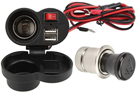 Caricabatterie per telefono da moto, presa adattatore di alimentazione accendisigari Dual USB impermeabile da manubrio DC12‑24V con interruttore per ATV
