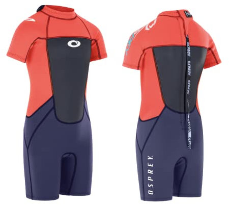 Osprey Origin 3mm Wetsuit, Kids Shortie Summer Wetsuit, Boys and Girls Short Sleeve Wetsuit Neoprene, S, Pink (WS1298)
