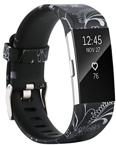 honecumi Kompatibel mit Fitbit Charge 2 Armband für Damen Herren, Silikon Ersatzarmband Buntes Klassisch Verstellbares Sport Uhrenarmband Ersatz für Fitbit Charge 2 Wechselbänder - Große Größe