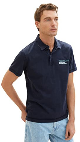 TOM TAILOR Herren 1036414 Poloshirt mit Rückenprint, 10668-Sky Captain Blue, M