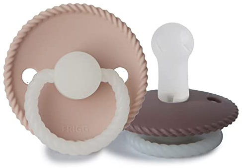 FRIGG Rope Night Confezione da 2 Ciucci | Ciuccio in silicone | Senza BPA | Prodotto in Danimarca | Tettarella simmetrica a ciliegia | (Twilight Mauve Night/Blush Night, Taglia 2 (6-18 Mesi))