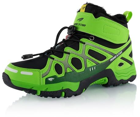 Fusskleidung® Damen Herren Wanderschuhe warm gefütterte Gruen Schwarz EU 37