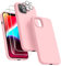 Dssairo [5-in-1 für iPhone 14 Hülle, mit 2 Displayschutzfolien + 2 Stück Kameraobjektivschutz, Flüssigsilikon Ultra Slim Stoßfest Schutzhülle [Mikrofaserfutter] 6.1 (Rosa)