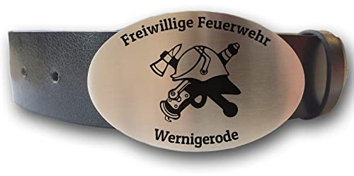 elbedruck Ledergürtel mit ovaler Gürtelschnalle Feuerwehr und Wunschgravur personalisiert Dein Text Name Gürtel Geschenk Feuerwehrhelm Freiwillige (XXL (Länge 140 cm))