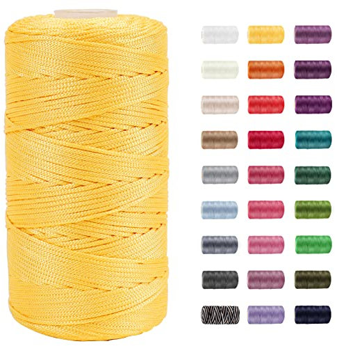 CAMAL Polypropylene Garn 1,5mm x 200m Häkelgarn für Taschen Makramee Garn für Handtasche Häkeln Polypropylene Yarn für Handwerk Wohndekorationen, Platzteller, Umhängetasche (Goldgelb)