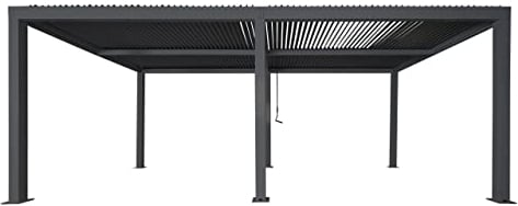 Mendler Pergola HWC-L46 - Cenador de láminas para jardín, estructura de aluminio de 10 cm, canalón resistente a las tormentas, 3 x 6 m, color antracita
